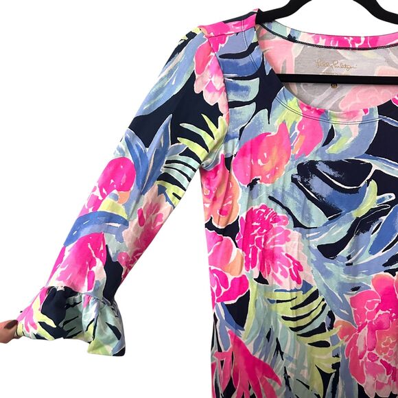 LILLY PULITZER Sophie Floral UPF 50+ Ruffle Dress XS - Picture 4 of 6